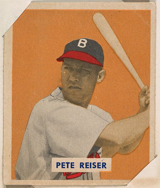 Pete Reiser, part of the 1949 Bowman Baseball series (R406-2) issued by Bowman Gum Company., Bowman Gum Company, Commercial color lithograph 