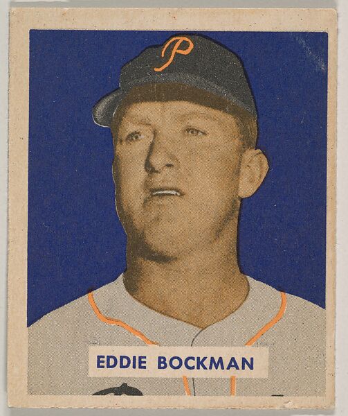 Eddie Bockman, part of the 1949 Bowman Baseball series (R406-2) issued by Bowman Gum Company., Bowman Gum Company, Commercial color lithograph 