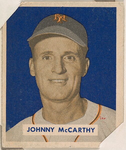 Johnny McCarthy, part of the 1949 Bowman Baseball series (R406-2) issued by Bowman Gum Company., Bowman Gum Company, Commercial color lithograph 