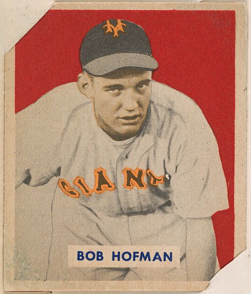 Bob Hofman, part of the 1949 Bowman Baseball series (R406-2) issued by Bowman Gum Company., Bowman Gum Company, Commercial color lithograph 