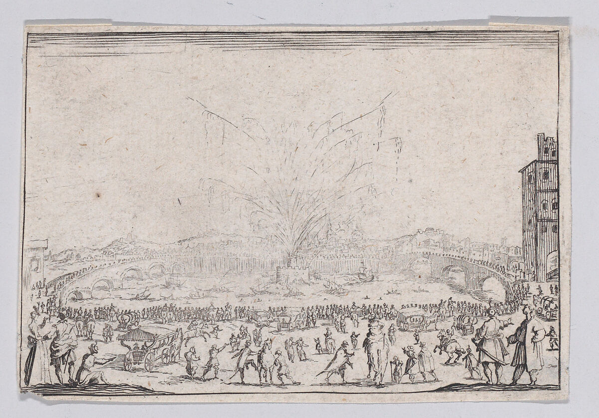 Reverse Copy of Le Feu d'Artifice sur l'Arno (Fireworks on the Arno), from "Les Caprices", Anonymous, Etching 