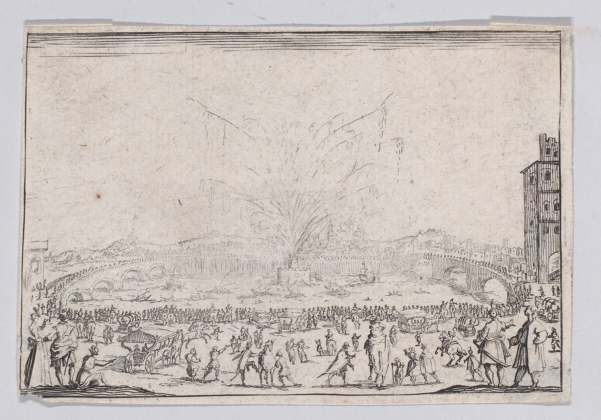 Reverse Copy of Le Feu d'Artifice sur l'Arno (Fireworks on the Arno), from "Les Caprices", Anonymous, Etching