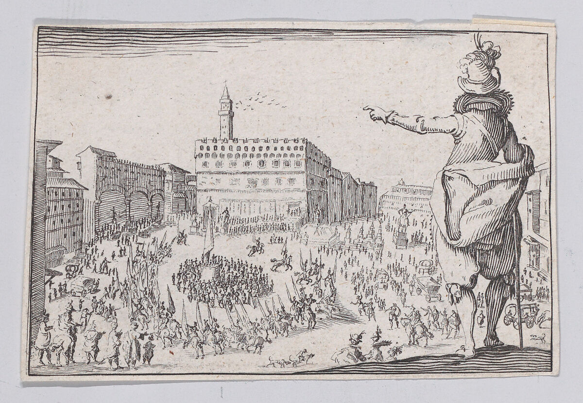 Reverse Copy of Une Fête sur la Place de la Signoria a Florence (A Festival on the Piazza della Signoria in Florence), from "Les Caprices" Series A, The Florence Set, Anonymous, Etching 
