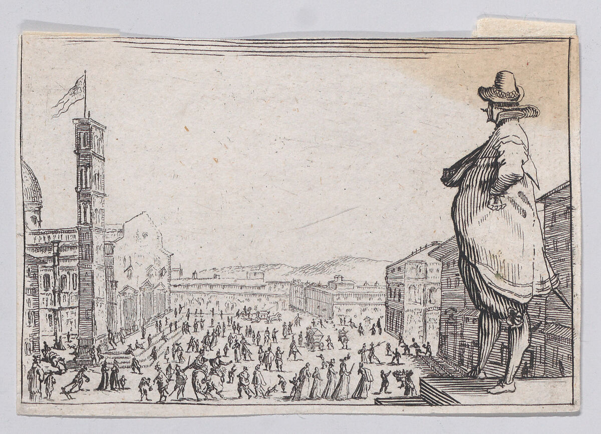 Reverse Copy of La Place du Dome, a Florence (The Piazza del Duomo, in Florence), from "Les Caprices" Series A, The Florence Set, Anonymous, Etching 