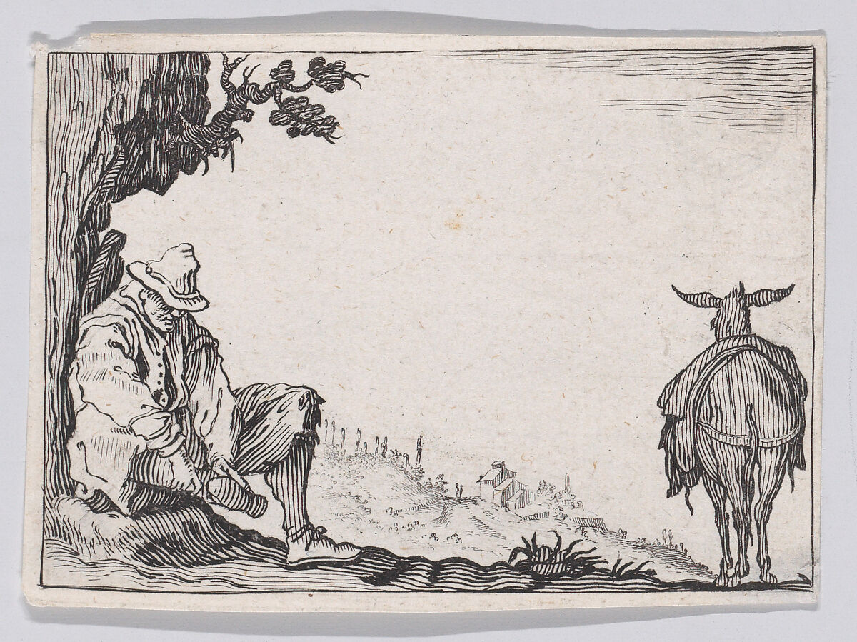 Reverse Copy of La Paysant se Déchaussant (The Peasant Taking off his Shoes), from "Les Caprices" Series A, The Florence Set, Anonymous, Etching 