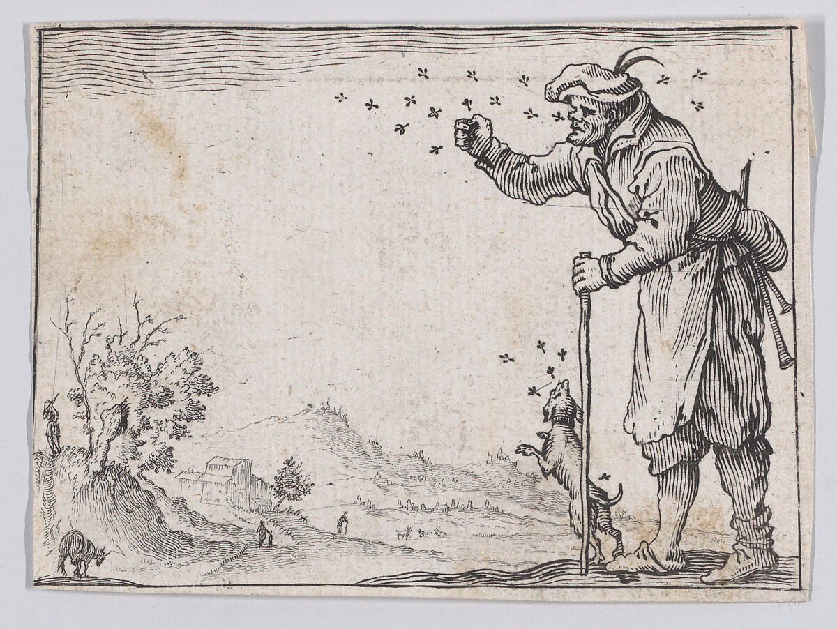 Reverse Copy of Le Paysan Assailli par les Abeilles (The Peasant Attacked by Bees), from "Les Caprices" Series A, The Florence Set, Anonymous, Etching 