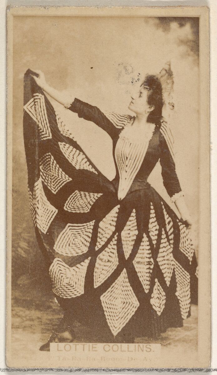 Lottie Collins, from the Actors and Actresses series (N45, Type 8) for Virginia Brights Cigarettes, Issued by Allen &amp; Ginter (American, Richmond, Virginia), Albumen photograph 