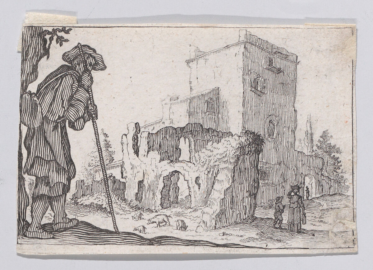 Reverse Copy of Le Patre et les Ruines (The Shepherd and the Ruins), from "Les Caprices" Series A, The Florence Set, Anonymous, Etching 