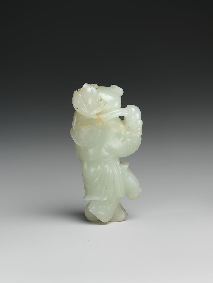 Boy riding a hobbyhorse, Jade (nephrite), China