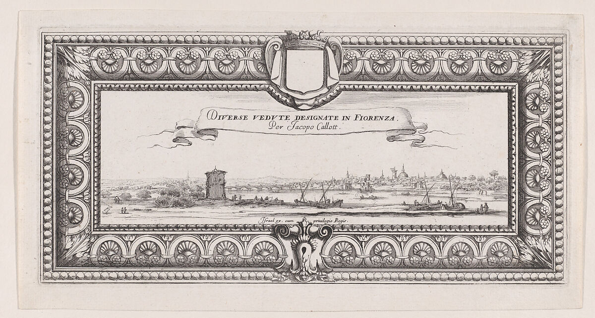 Title Page Designed for the Sale of the Series of Paysages Gravés pour Jean de Médicis, from "Paysages Gravés pour Jean de Médicis appelées aussi Paysages Dessinés a Florence, Vues de Florence, Paysages d'Italie, et Paysages Définitifs" (Landscapes Engraved for Giovanni de'Medici, Landscapes Designed in Florence, Views of Florence, Landscapes of Italy, and Definitive Landscapes), François Collignon (French, Nancy ca. 1610–1687 Rome), Etching and engraving; second state of two (Lieure) 