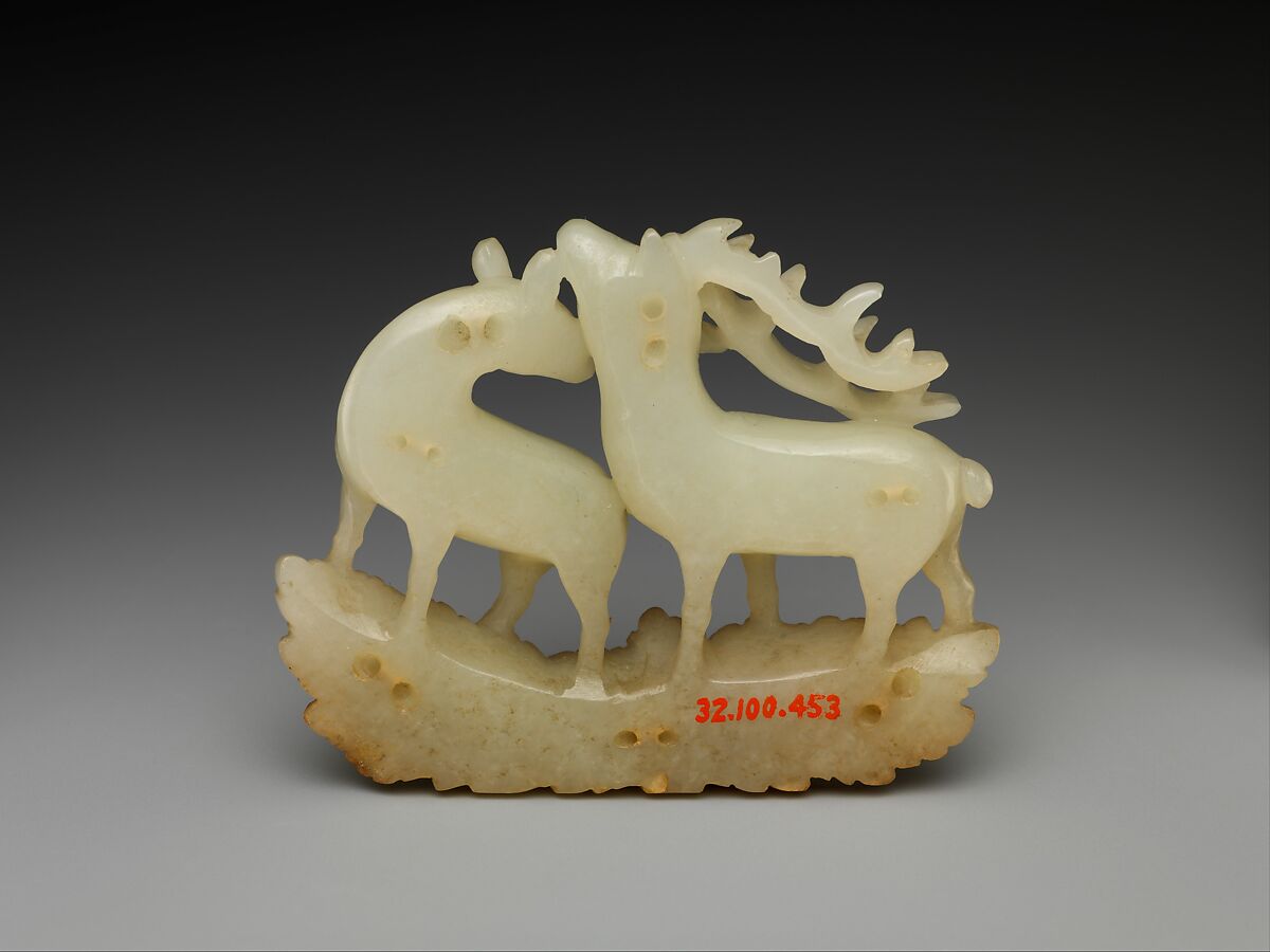 Ornament with deer, Jade (nephrite), China