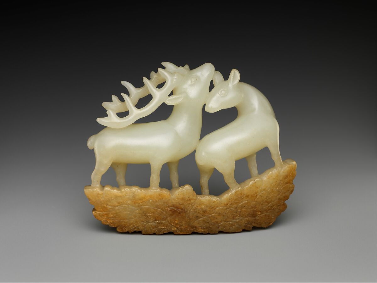 Ornament with deer, Jade (nephrite), China 