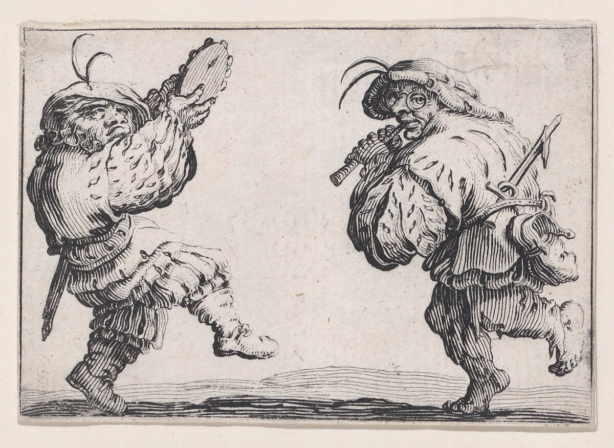 Les Danseurs a la Flute et au Tambourin (Dancers with the Flute and the Tambourine), from Les Caprices Series A, The Florence Set, Jacques Callot (French, Nancy 1592–1635 Nancy), Etching 