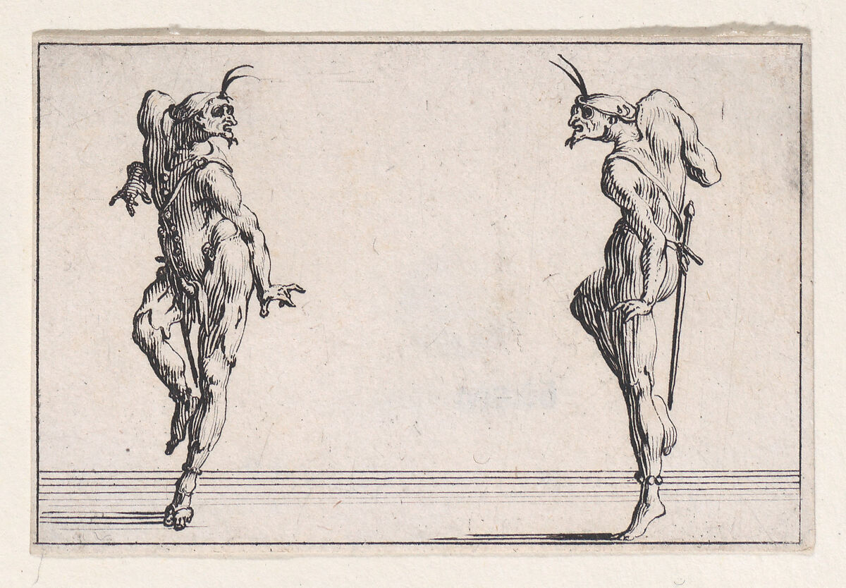 Les Deux Pantalons se Regardant (Men in Pantsuits Looking at Each Other), from Les Caprices Series A, The Florence Set, Jacques Callot (French, Nancy 1592–1635 Nancy), Etching 