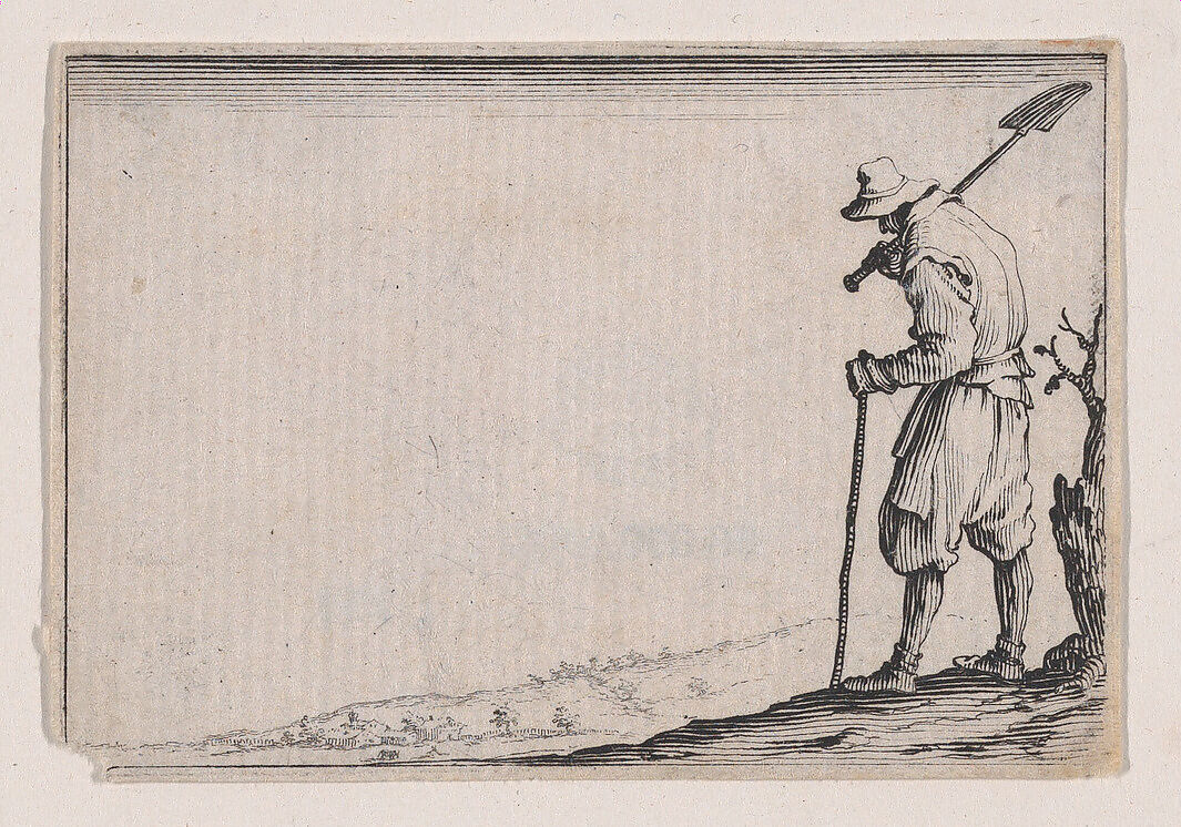Le Paysan Portant sa Pelle sur L'Épaule (The Peasant Carrying his Shovel on his Shoulder), from Les Caprices Series A, The Florence Set, Jacques Callot (French, Nancy 1592–1635 Nancy), Etching 