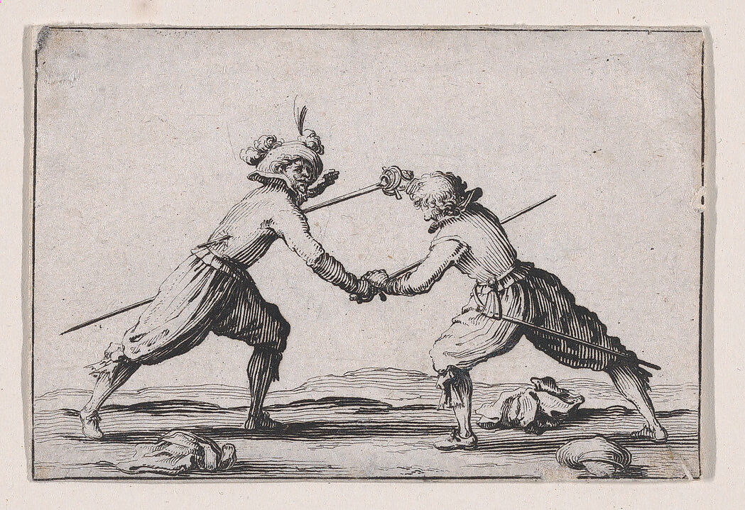 Le Duel a l'Épée (The Duel with Swords), from Les Caprices Series A, The Florence Set, Jacques Callot (French, Nancy 1592–1635 Nancy), Etching 