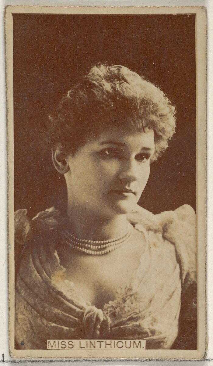 Miss Linthicum, from the Actors and Actresses series (N45, Type 8) for Virginia Brights Cigarettes, Issued by Allen &amp; Ginter (American, Richmond, Virginia), Albumen photograph 