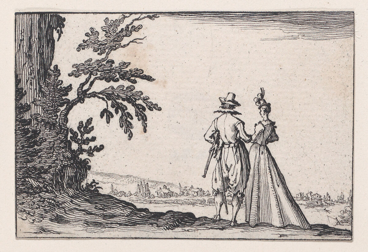 La Promenade (The Walk), from Les Caprices Series A, The Florence Set, Jacques Callot (French, Nancy 1592–1635 Nancy), Etching; second state of two [?] (Lieure) 