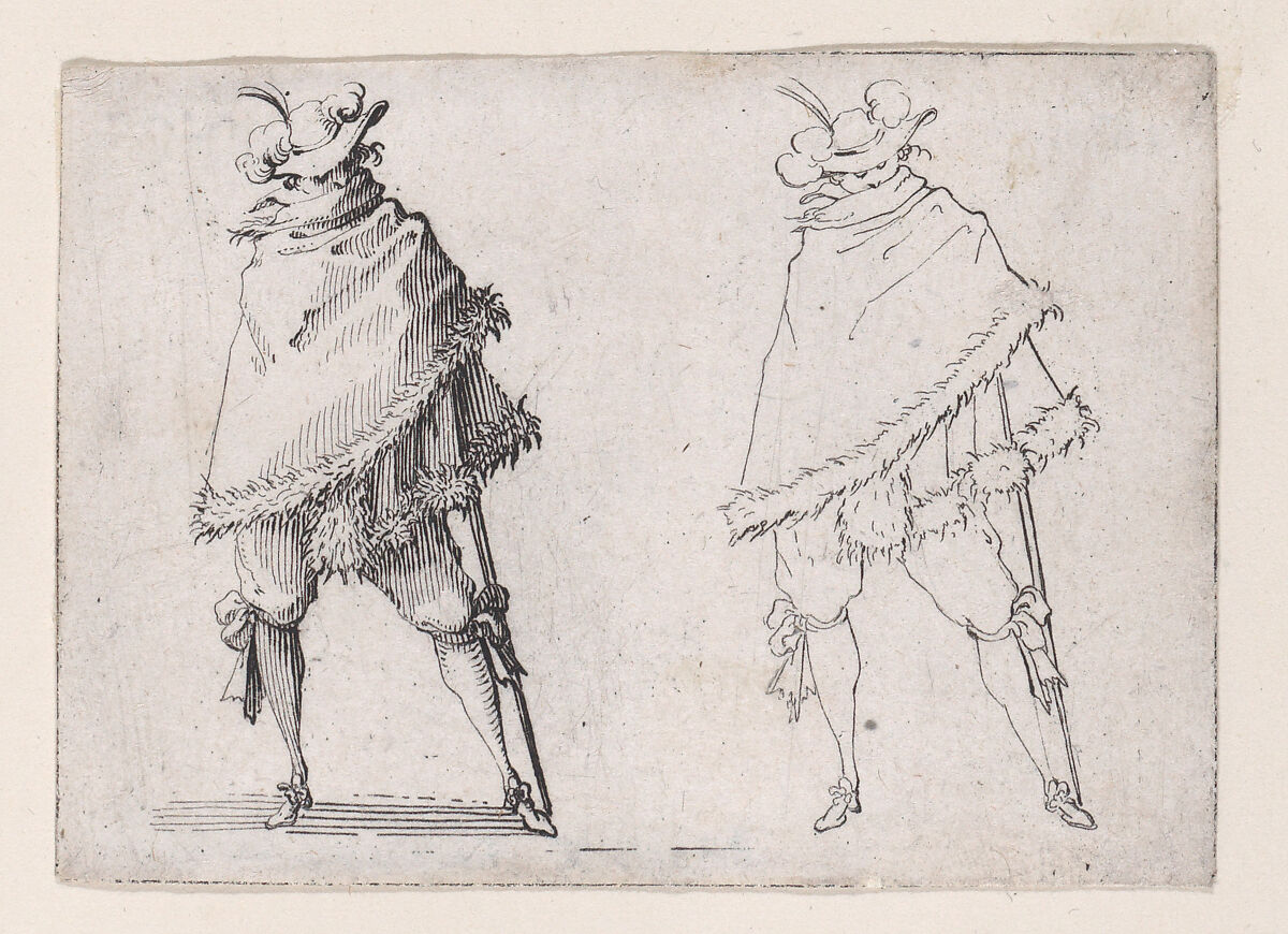 L'Homme Enroulé dans son Manteau (The Man Wrapped in his Mantle), from Les Caprices Series A, The Florence Set, Jacques Callot (French, Nancy 1592–1635 Nancy), Etching 