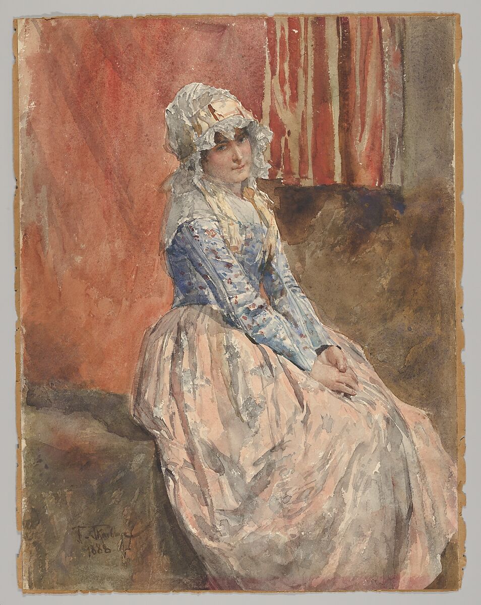 A Seated Woman, Franz Skarbina (German, Berlin, 1849–1910 Berlin), Watercolor 