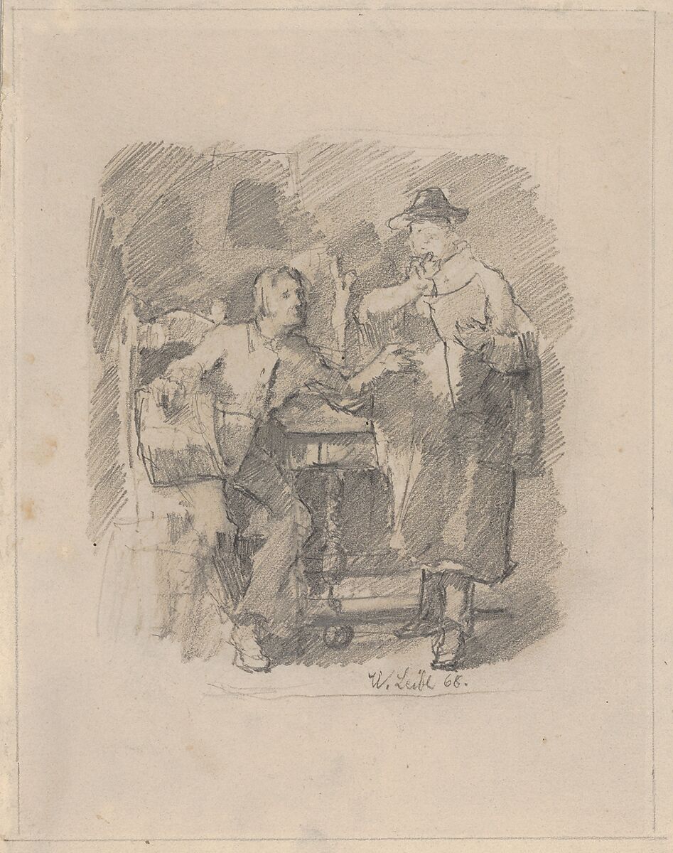The Critic; verso: Study for The Critic, Wilhelm Maria Hubertus Leibl (German, Cologne 1844–1900 Würzburg), Graphite; framing lines in graphite, probably by the artist 