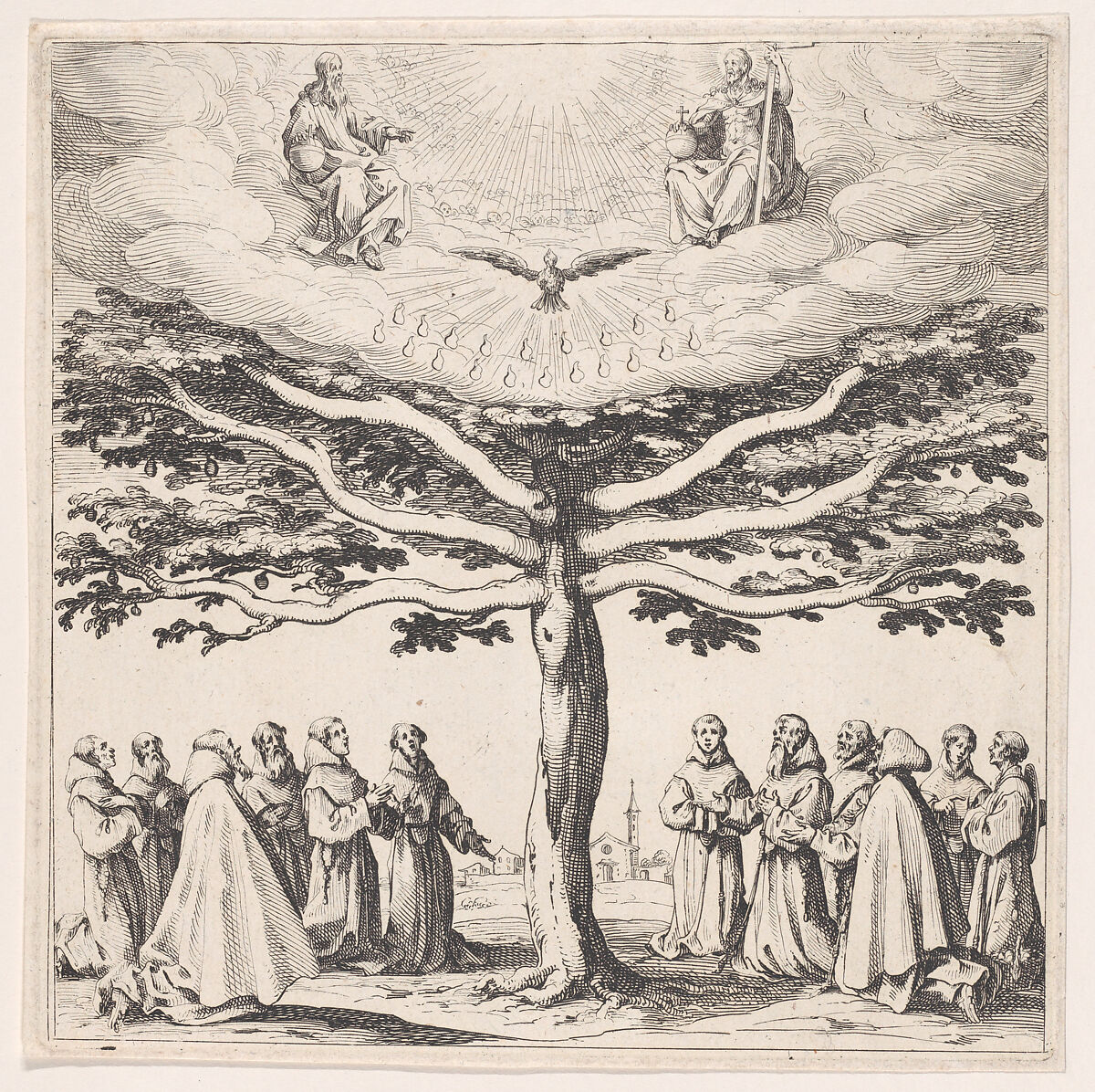 L'Arbre de St. François (The Tree of St. Francis), Jacques Callot (French, Nancy 1592–1635 Nancy), Etching; second state of two (Lieure) 