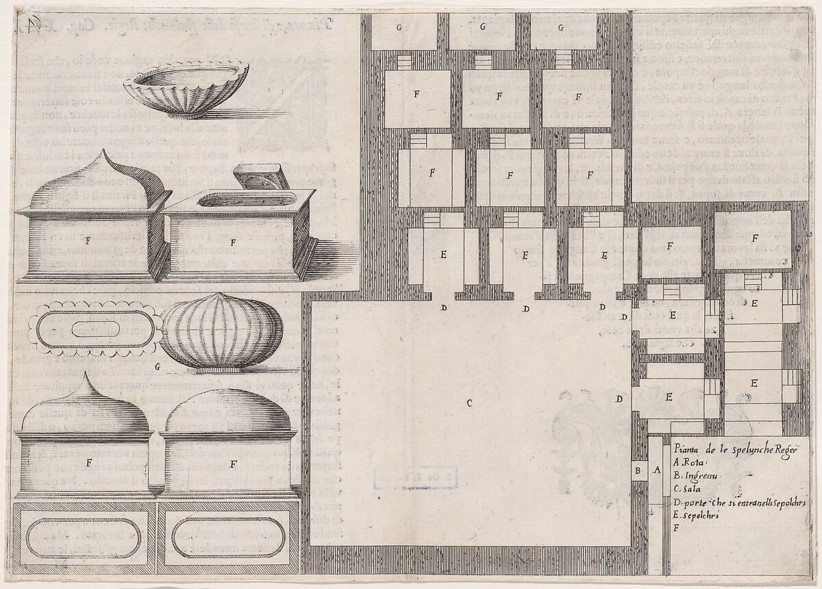 Plate 38, from "Trattato delle Piante & Immagini de Sacri Edifizi di Terra Santa" (Treatise of the Plans & Images of the Sacred Buildings of the Holy Land), Jacques Callot (French, Nancy 1592–1635 Nancy), Etching and engraving; first state of two (Lieure) 