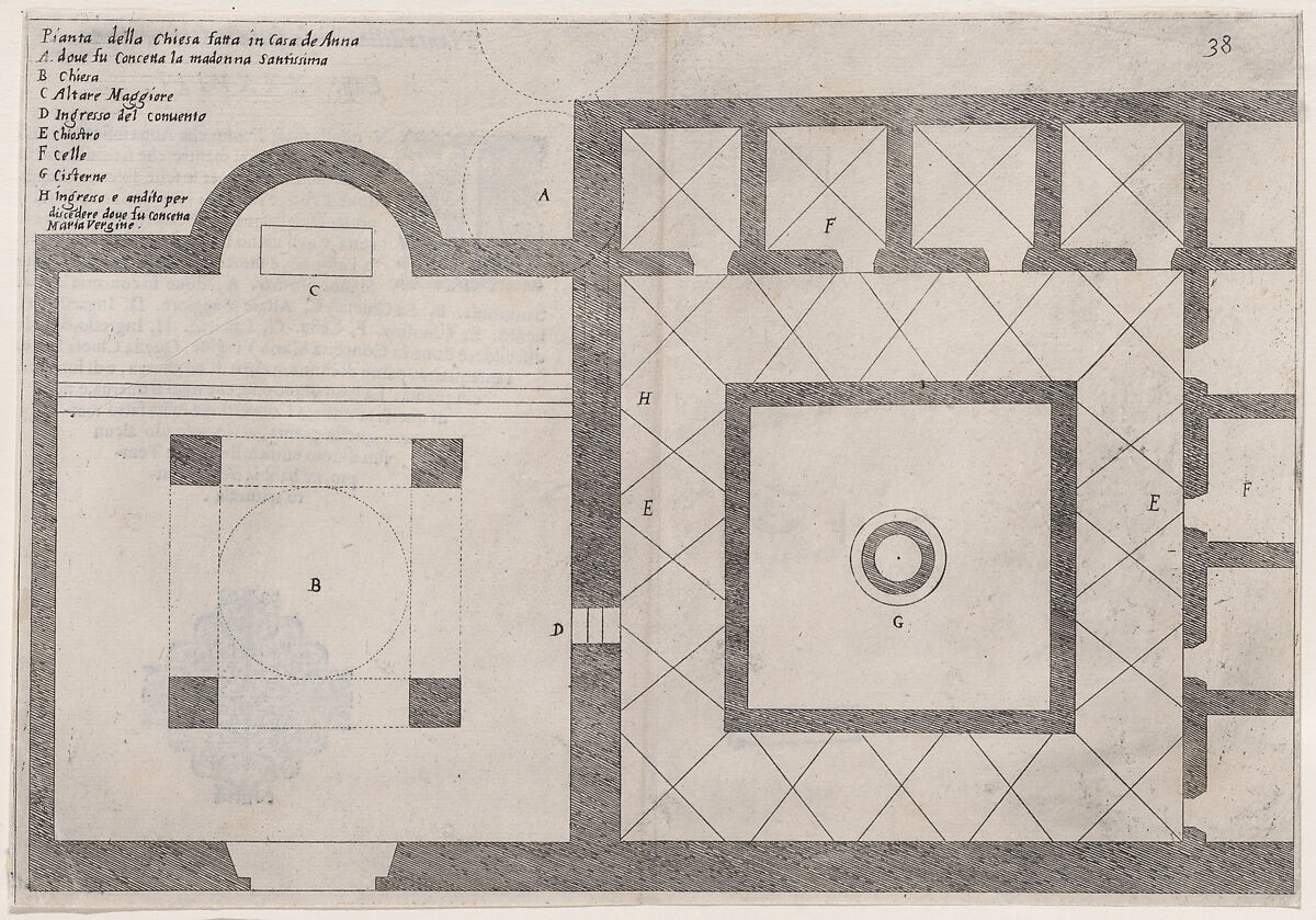 Plate 31, from "Trattato delle Piante & Immagini de Sacri Edifizi di Terra Santa" (Treatise of the Plans & Images of the Sacred Buildings of the Holy Land), Jacques Callot (French, Nancy 1592–1635 Nancy), Etching and engraving; first state of two (Lieure) 