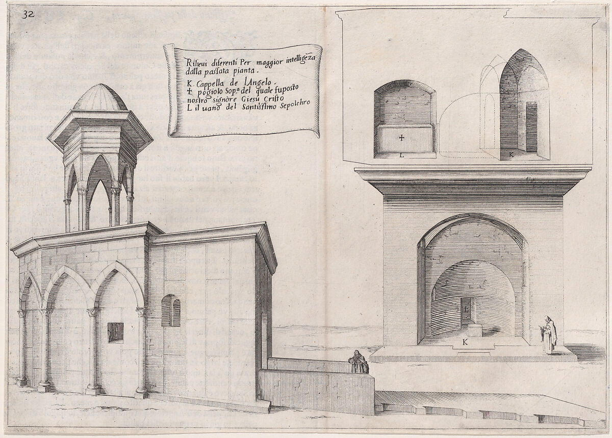 Plate 25, from "Trattato delle Piante & Immagini de Sacri Edifizi di Terra Santa" (Treatise of the Plans & Images of the Sacred Buildings of the Holy Land), Jacques Callot (French, Nancy 1592–1635 Nancy), Etching and engraving; first state of two (Lieure) 