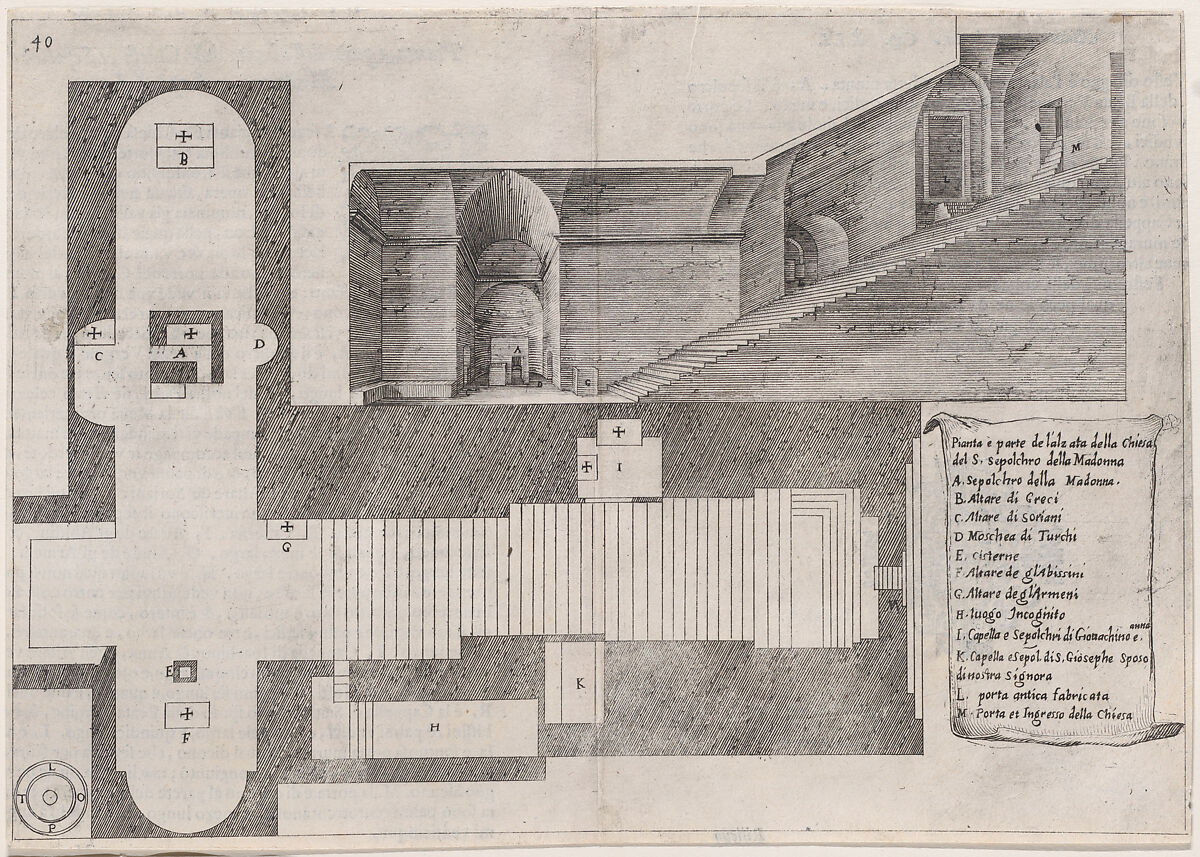 Plate 33, from "Trattato delle Piante & Immagini de Sacri Edifizi di Terra Santa" (Treatise of the Plans & Images of the Sacred Buildings of the Holy Land), Jacques Callot (French, Nancy 1592–1635 Nancy), Etching and engraving; first state of two (Lieure) 