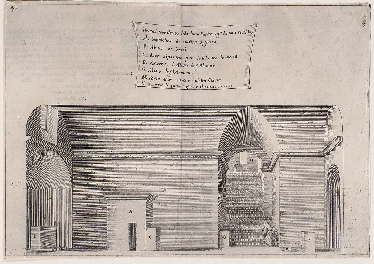 Plate 34, from "Trattato delle Piante & Immagini de Sacri Edifizi di Terra Santa" (Treatise of the Plans & Images of the Sacred Buildings of the Holy Land), Jacques Callot (French, Nancy 1592–1635 Nancy), Etching and engraving; first state of two (Lieure) 