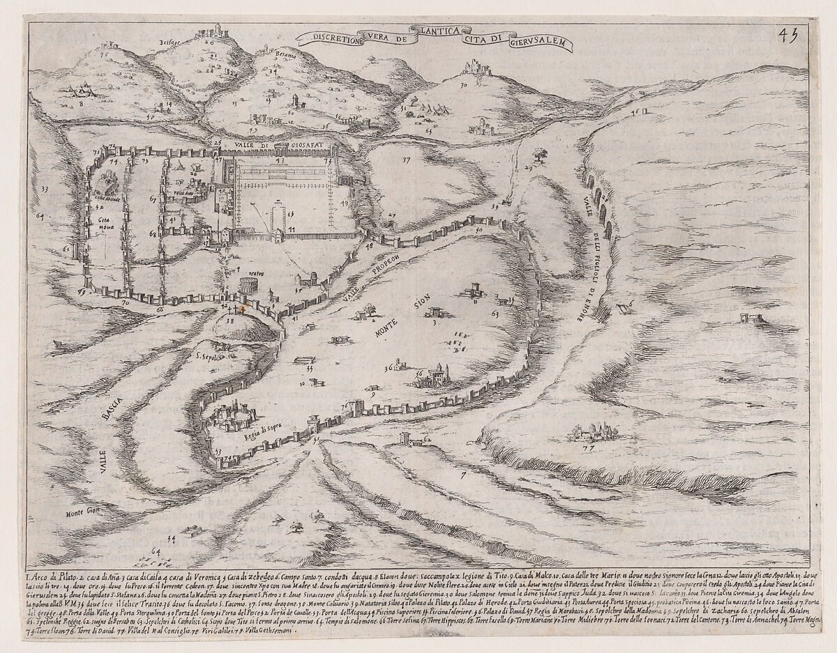 Plate 37, from "Trattato delle Piante & Immagini de Sacri Edifizi di Terra Santa" (Treatise of the Plans & Images of the Sacred Buildings of the Holy Land), Jacques Callot (French, Nancy 1592–1635 Nancy), Etching and engraving; first state of two (Lieure) 