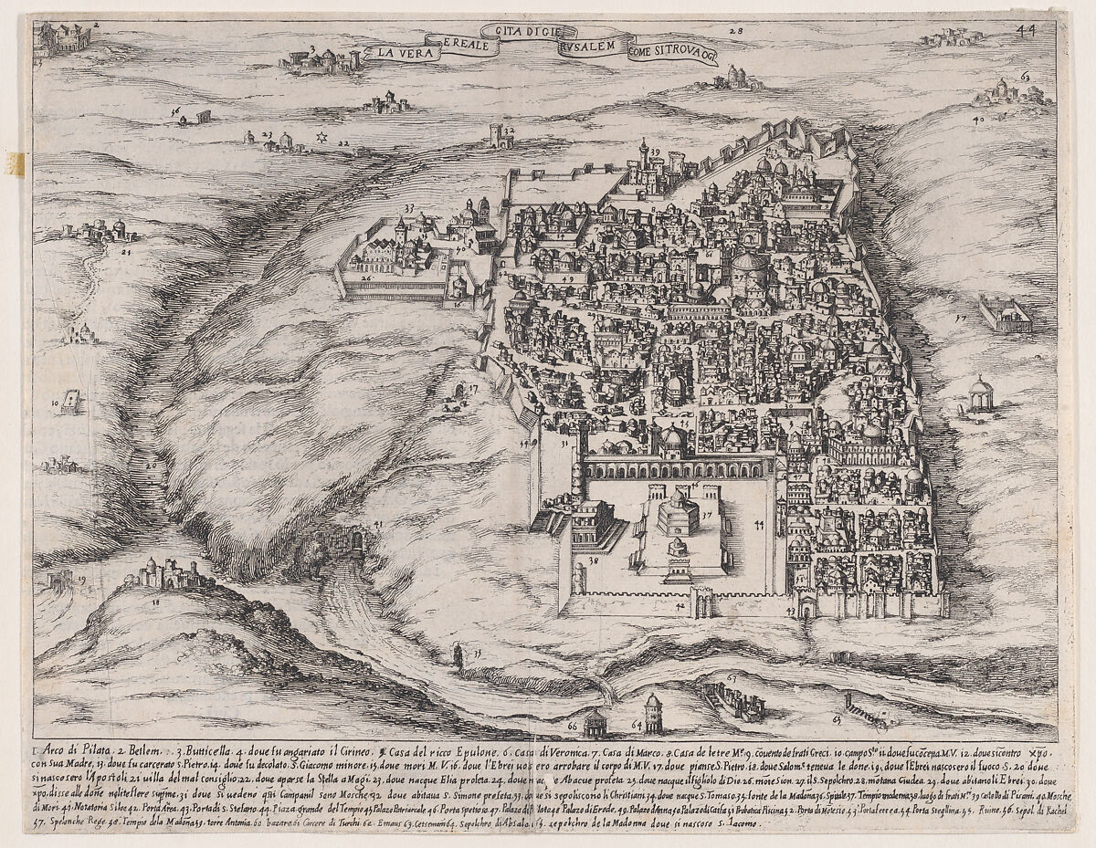 Plate 36, from "Trattato delle Piante & Immagini de Sacri Edifizi di Terra Santa" (Treatise of the Plans & Images of the Sacred Buildings of the Holy Land), Jacques Callot (French, Nancy 1592–1635 Nancy), Etching and engraving; first state of two (Lieure) 