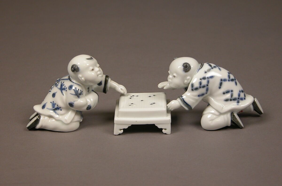 Chinese Children Playing a Game of Go, Porcelain with underglaze blue (Hirado ware), Japan