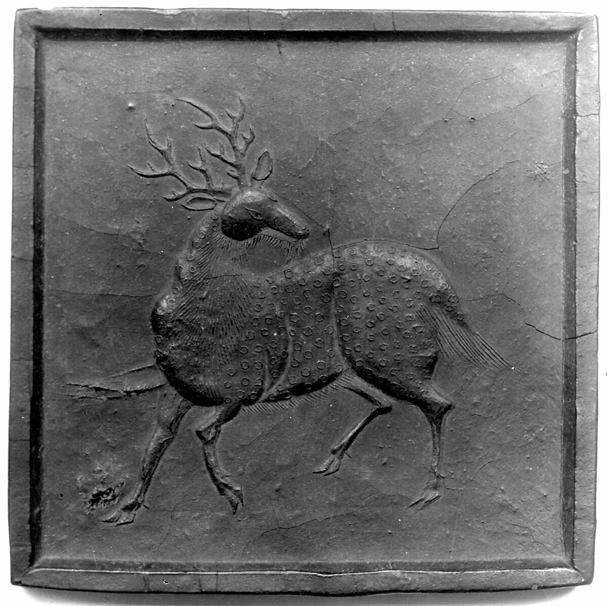 Ink Tablet with Black Stag Motif, Workshop of Fang Yulu (active ca. 1570–1619), Black ink, China 