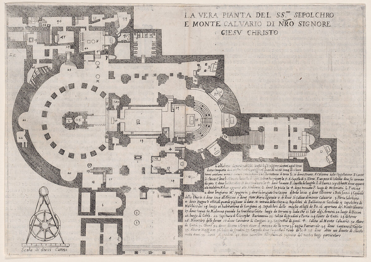 Plate 18, from "Trattato delle Piante & Immagini de Sacri Edifizi di Terra Santa" (Treatise of the Plans & Images of the Sacred Buildings of the Holy Land), Jacques Callot (French, Nancy 1592–1635 Nancy), Etching and engraving; first state of two (Lieure) 