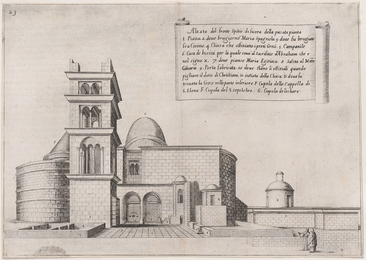 Plate 19, from "Trattato delle Piante & Immagini de Sacri Edifizi di Terra Santa" (Treatise of the Plans & Images of the Sacred Buildings of the Holy Land), Jacques Callot (French, Nancy 1592–1635 Nancy), Etching and engraving; second state of three (Lieure) 