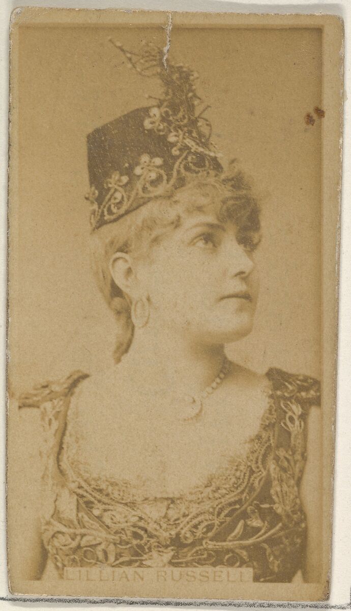 Lillian Russell, from the Actors and Actresses series (N45, Type 8) for Virginia Brights Cigarettes, Issued by Allen &amp; Ginter (American, Richmond, Virginia), Albumen photograph 