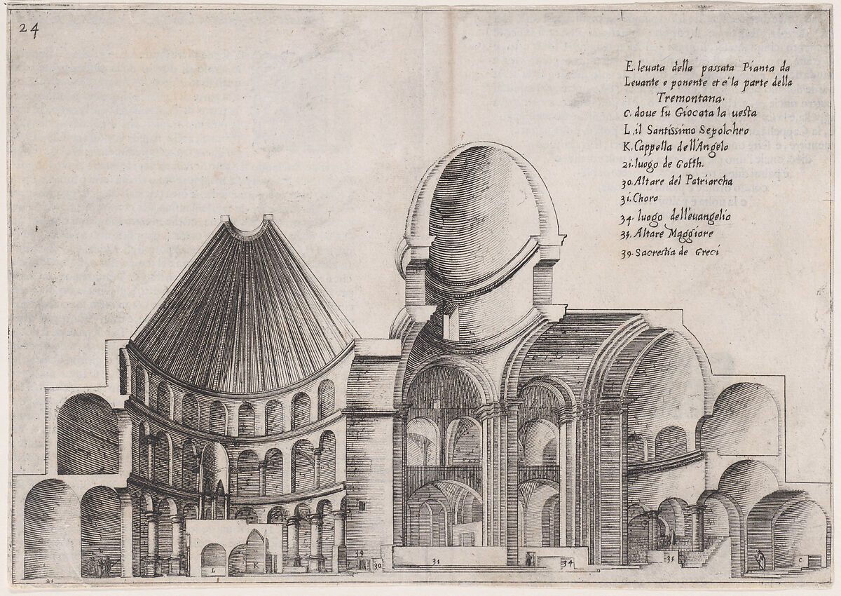Plate 20, from "Trattato delle Piante & Immagini de Sacri Edifizi di Terra Santa" (Treatise of the Plans & Images of the Sacred Buildings of the Holy Land), Jacques Callot (French, Nancy 1592–1635 Nancy), Etching and engraving; first state of two (Lieure) 