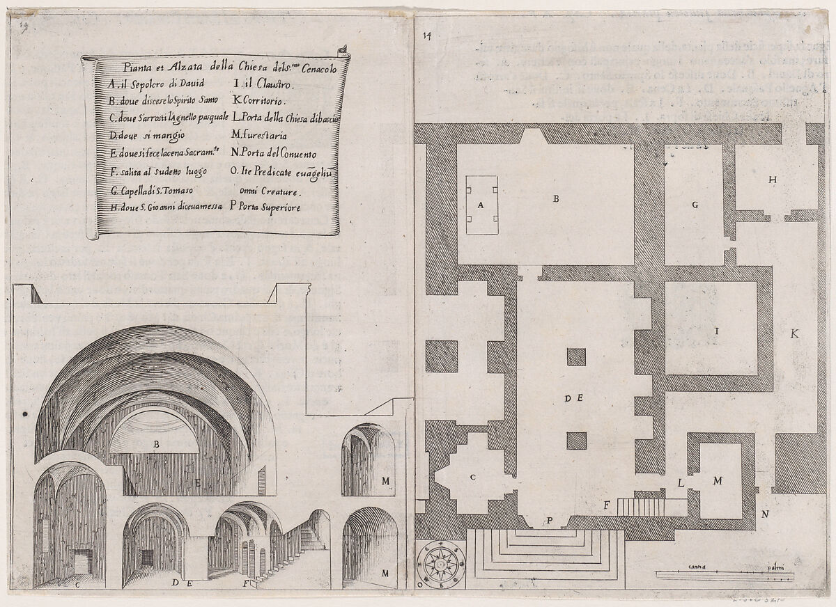 Plate 11, from "Trattato delle Piante & Immagini de Sacri Edifizi di Terra Santa" (Treatise of the Plans & Images of the Sacred Buildings of the Holy Land), Jacques Callot (French, Nancy 1592–1635 Nancy), Etching and engraving; first state of two (Lieure) 