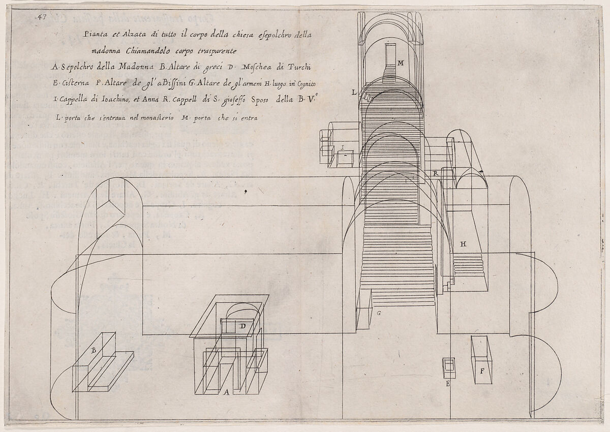 Plate 35, from "Trattato delle Piante & Immagini de Sacri Edifizi di Terra Santa" (Treatise of the Plans & Images of the Sacred Buildings of the Holy Land), Jacques Callot (French, Nancy 1592–1635 Nancy), Etching and engraving; first state of two (Lieure) 