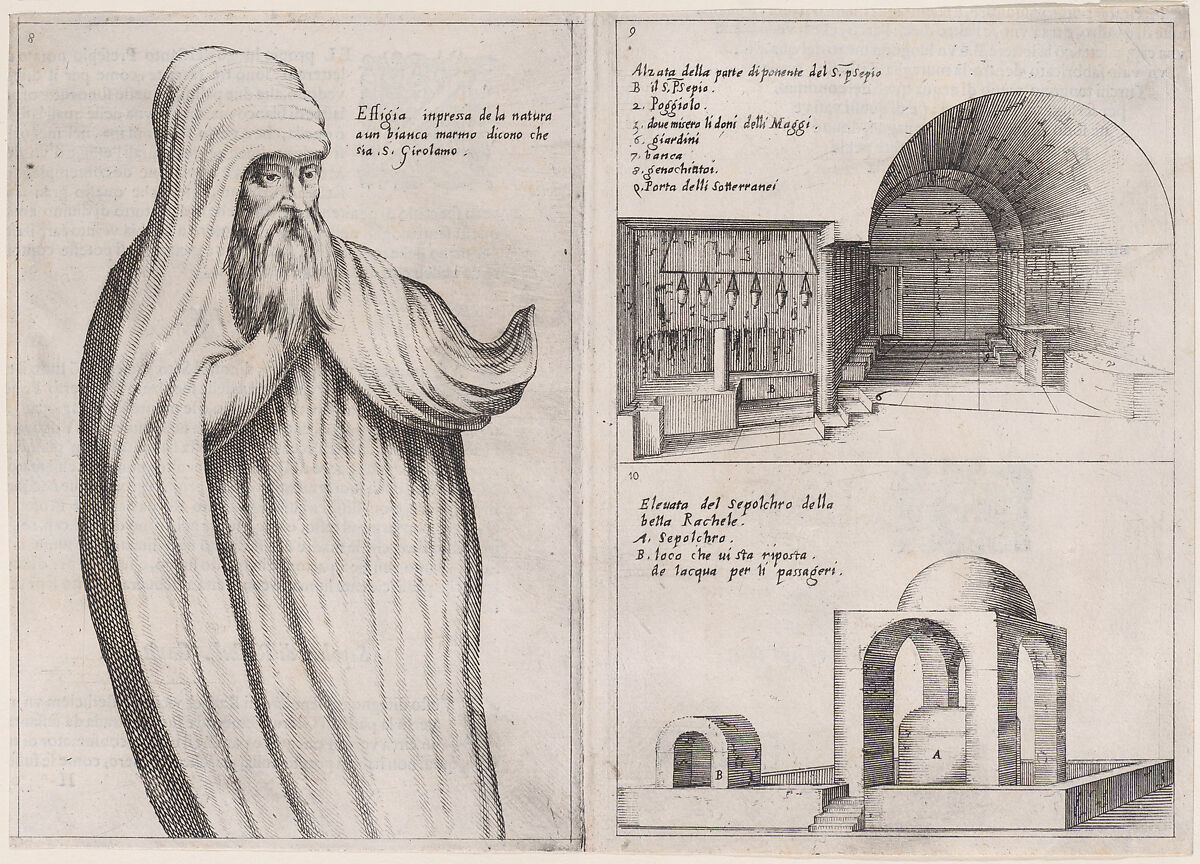 Plates 7 and 8, from "Trattato delle Piante & Immagini de Sacri Edifizi di Terra Santa" (Treatise of the Plans & Images of the Sacred Buildings of the Holy Land), Jacques Callot (French, Nancy 1592–1635 Nancy), Etching and engraving; first state of two (Lieure) 