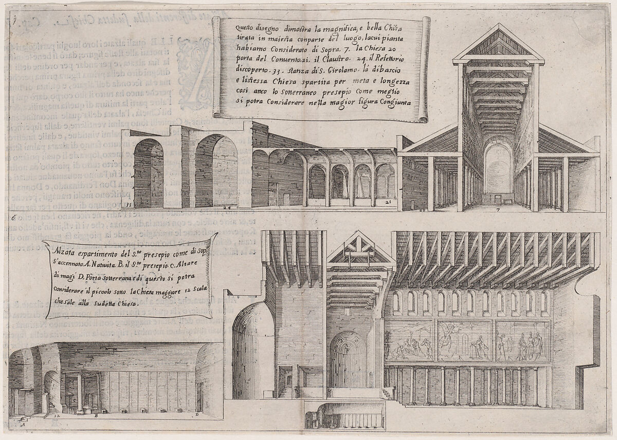 Plate 5, from "Trattato delle Piante & Immagini de Sacri Edifizi di Terra Santa" (Treatise of the Plans & Images of the Sacred Buildings of the Holy Land), Jacques Callot (French, Nancy 1592–1635 Nancy), Etching and engraving; first state of two (Lieure) 