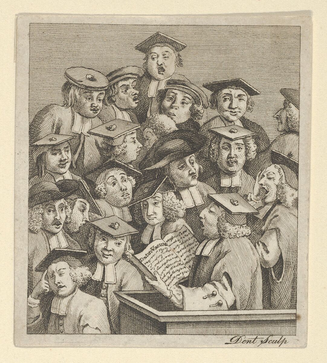 Scholars at a Lecture, Dent (British, active ca. 1800), Engraving 
