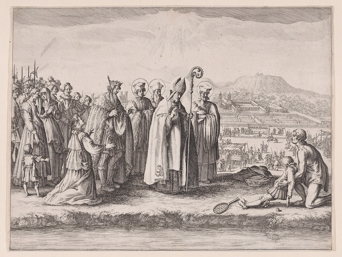 Saint Mansuy, pièce appelée aussi Saint Mansuet ou La Raquette (Saint Mansuy, piece also called Saint Mansuet or The Racket), Jacques Callot (French, Nancy 1592–1635 Nancy), Etching; seventh state of nine (Lieure) 