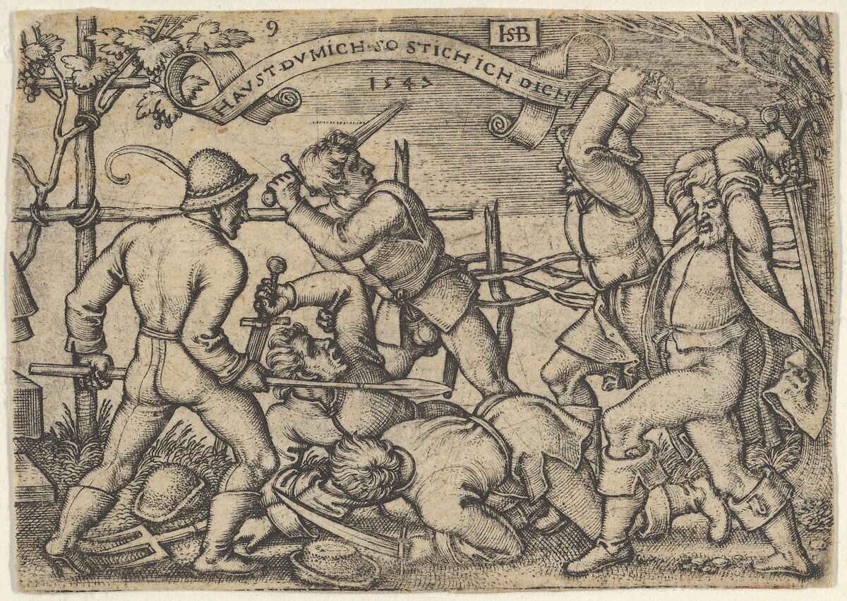 Peasants' Brawl from The Peasants' Feast or the Twelve Months, Sebald Beham  German, Engraving; second state of two (Pauli)