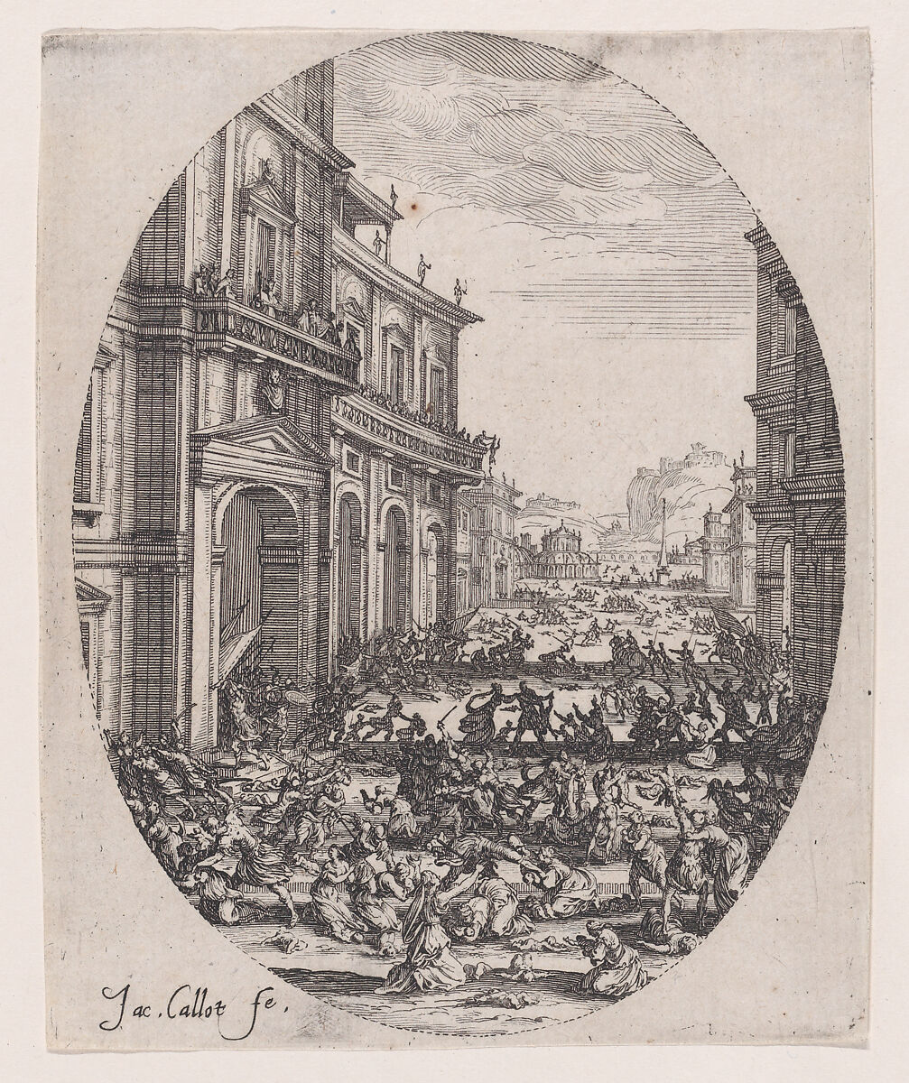Plate 2, from "Le Massacre des Innocents" (The Massacre of the Innocents), Jacques Callot (French, Nancy 1592–1635 Nancy), Etching; second state of two (Lieure) 
