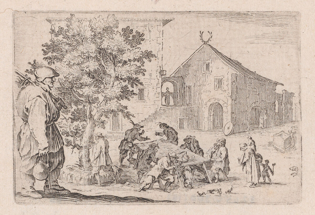 L'Auberge (The Inn), from "Les Caprices" Series B, The Nancy Set, Jacques Callot (French, Nancy 1592–1635 Nancy), Etching; second state of four (Lieure) 