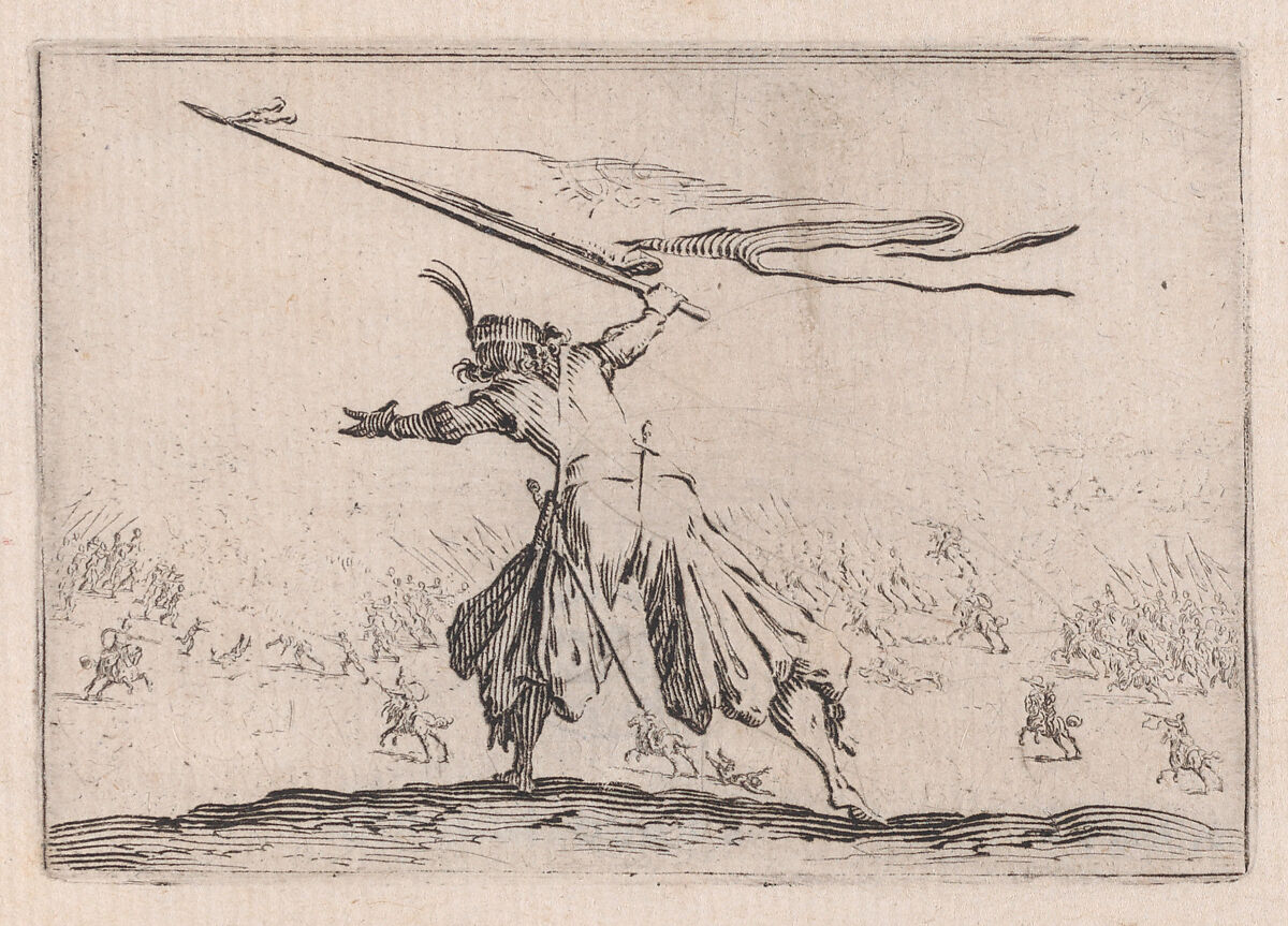 Le Porte-Étendard (The Standard Bearer), from "Les Caprices" Series B, The Nancy Set, Jacques Callot (French, Nancy 1592–1635 Nancy), Etching; first state of two (Lieure) 