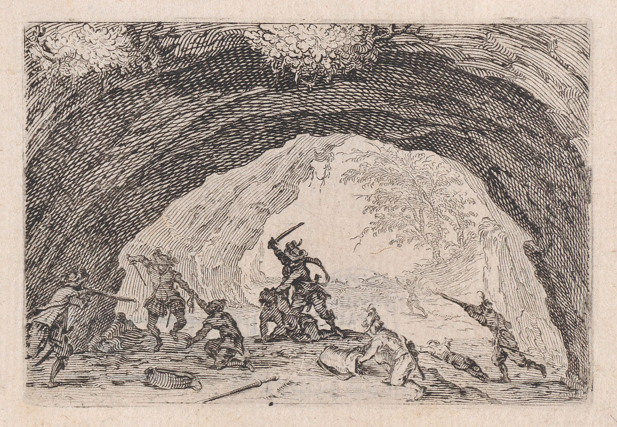 La Caverne de Brigands (The Cave of Thieves), from "Les Caprices" Series B, The Nancy Set, Jacques Callot (French, Nancy 1592–1635 Nancy), Etching; first state of two (Lieure) 